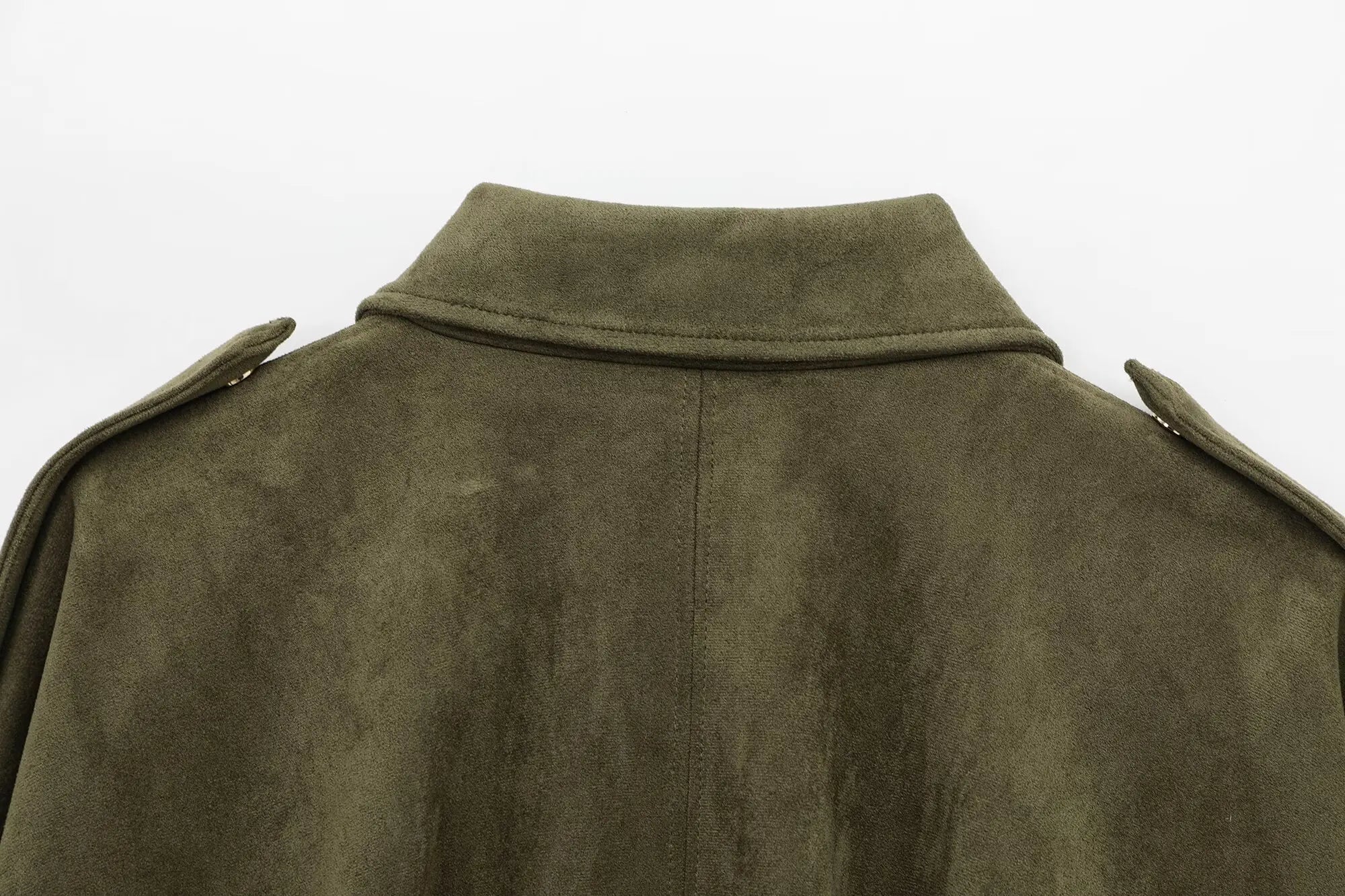 Women Suede Loose Casual Lapel Zipper Bomber Jacket