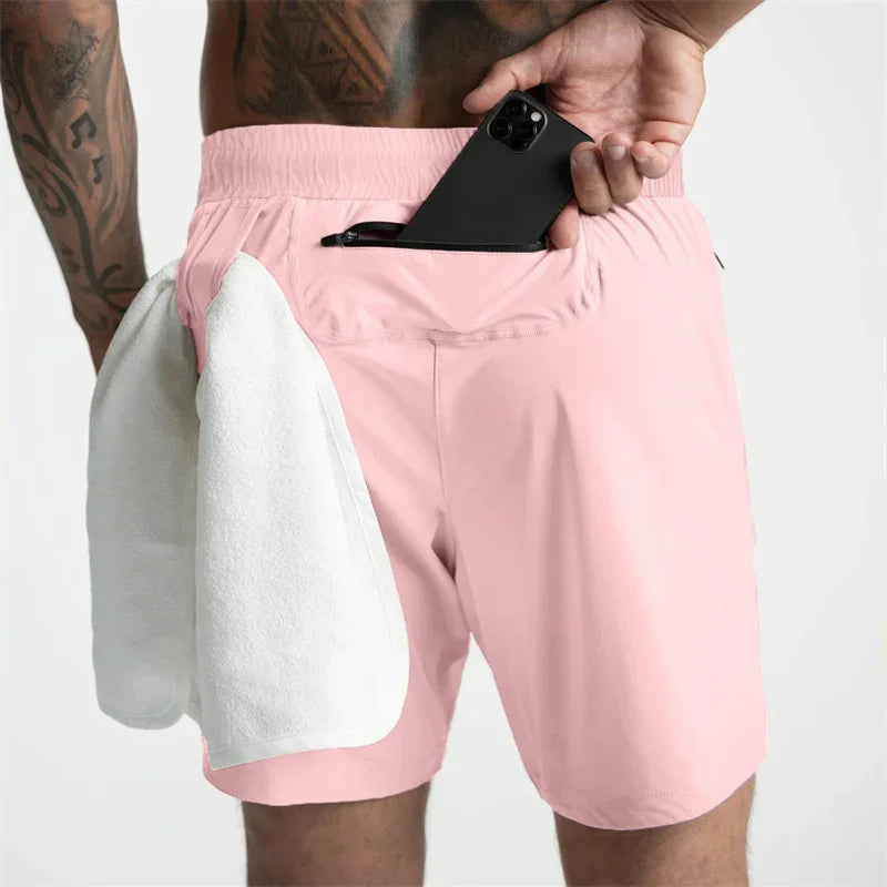 Men Running Breathable Quick Dry Sportswear multi-pocket Shorts