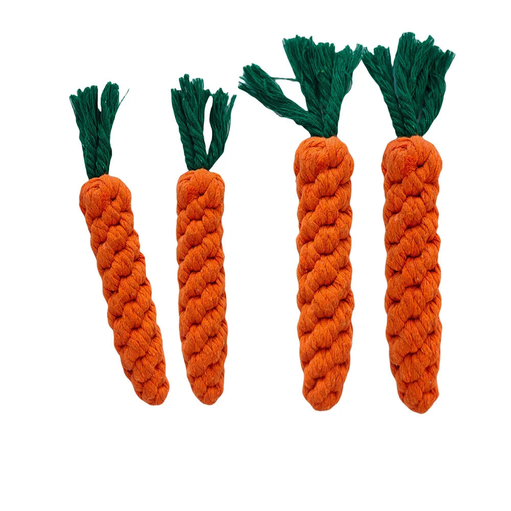 1Pcs Carrot Safe Durable Braided Dog Chew Toys Puppy Molar Cleaning Teeth Cotton Rope